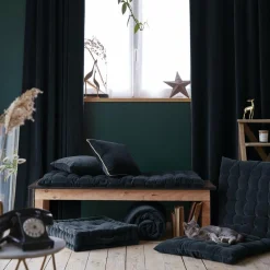 Rideau velours de coton ajustable (140 x max 270 cm) Victor Bleu nuit