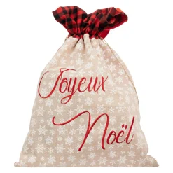Sac cadeau en jute (H70 cm) Écosse et flocons