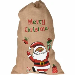 Sac cadeau en tissu (H90 cm) "Merry christmas" Rouge