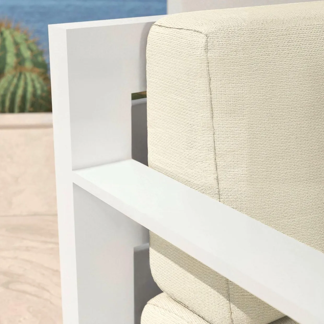 Salon de jardin aluminium 7 places 5 pcs Elba Blanc et beige