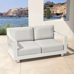Salon de jardin aluminium 7 places 5 pcs Elba Blanc et gris clair