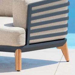 Salon de jardin aluminium 8 places 6 pcs Monte Carlo Gris anthracite et taupe