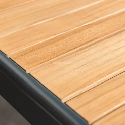 Salon de jardin aluminium et bois teck 5 places Bali Gris anthracite et ardoise