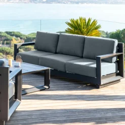 Salon de jardin aluminium 5 places 4 pcs Elba Gris anthracite