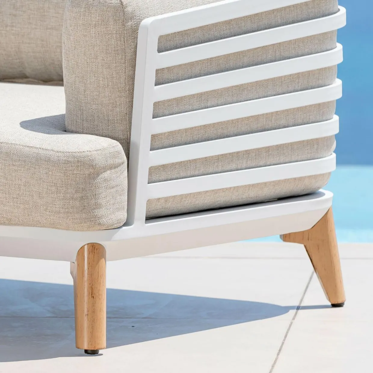 Salon de jardin aluminium 2 places 3 pcs Monte Carlo Blanc et taupe