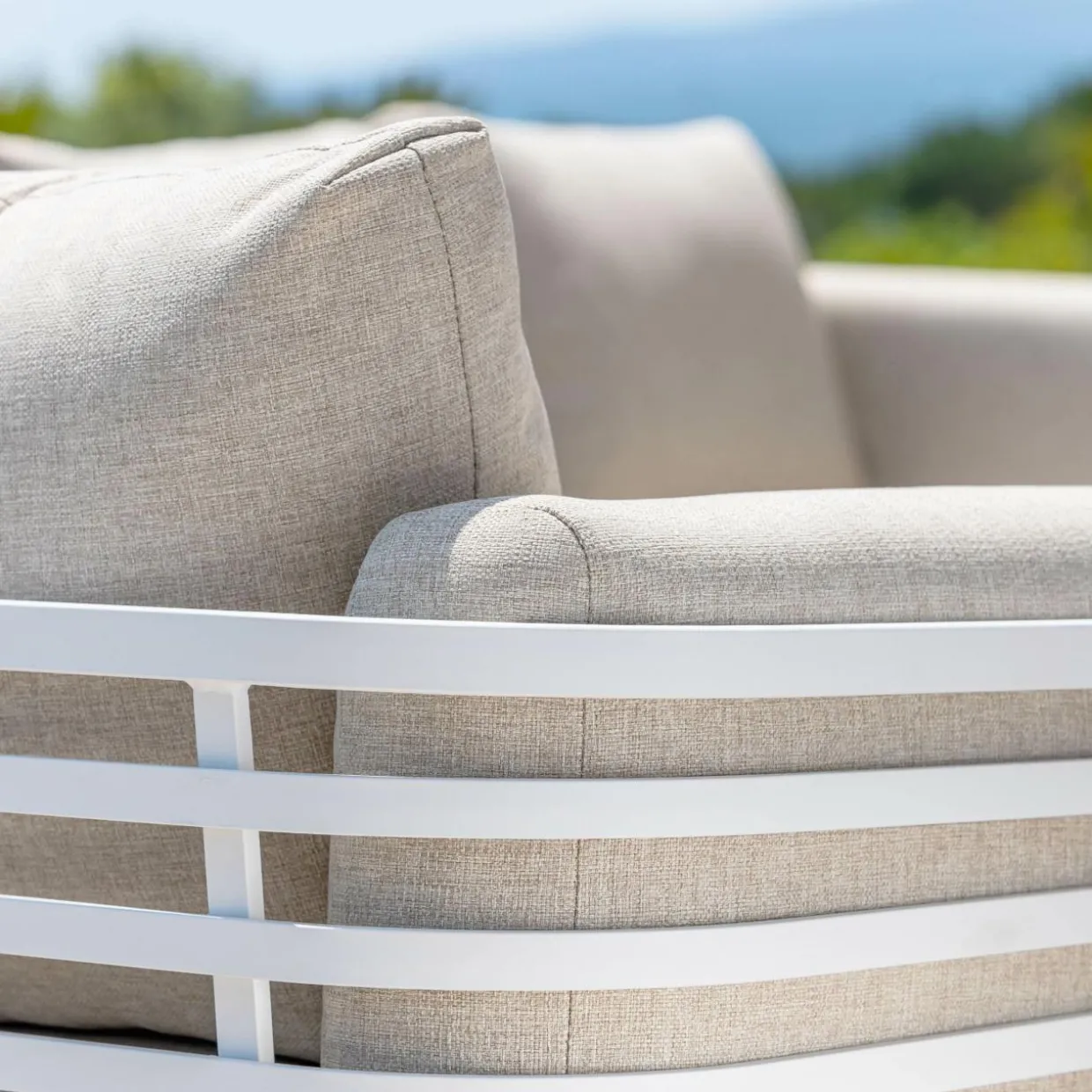 Salon de jardin aluminium 2 places 3 pcs Monte Carlo Blanc et taupe