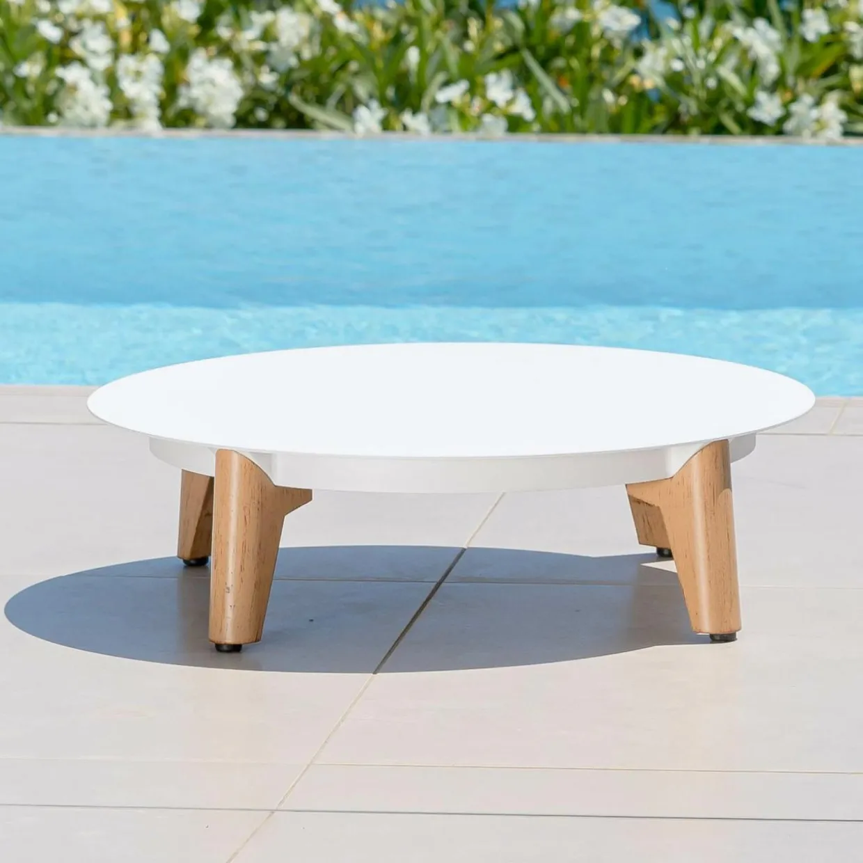 Salon de jardin aluminium 2 places 3 pcs Monte Carlo Blanc et taupe