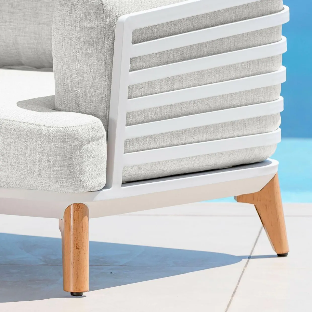 Salon de jardin aluminium 5 places 5 pcs Monte Carlo Blanc et gris clair