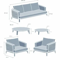 Salon de jardin aluminium 5 places 5 pcs Monte Carlo Blanc et gris clair