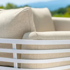 Salon de jardin aluminium 5 places 5 pcs Monte Carlo Blanc et beige