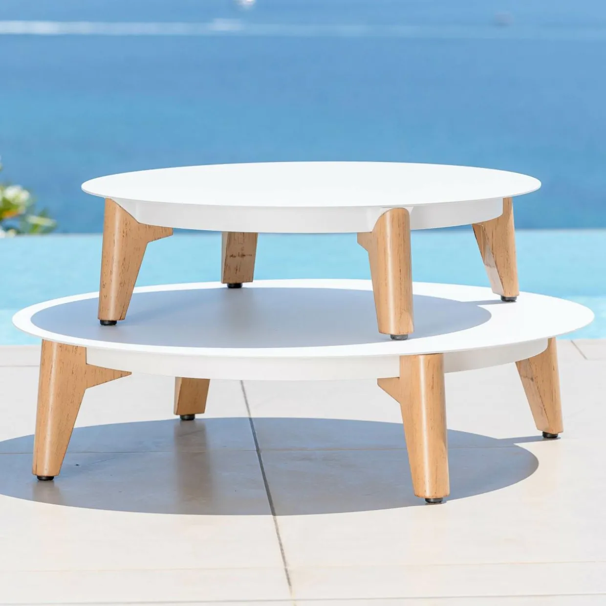 Salon de jardin aluminium 5 places 5 pcs Monte Carlo Blanc et beige