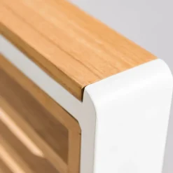 Salon de jardin aluminium et bois teck 5 places Bali Blanc et gris clair