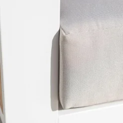 Salon de jardin aluminium et bois teck 5 places Bali Blanc et gris clair