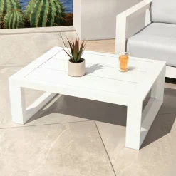 Salon de jardin aluminium 5 places 4 pcs Elba Blanc et gris clair