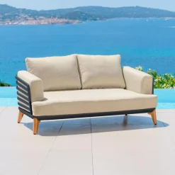 Salon de jardin aluminium 4 places 5 pcs Monte Carlo Gris anthracite et beige