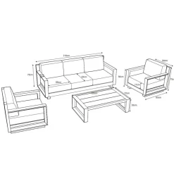 Salon de jardin aluminium 5 places 4 pcs Elba Blanc et taupe