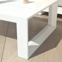 Salon de jardin aluminium 5 places 4 pcs Elba Blanc et taupe