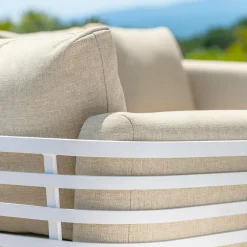 Salon de jardin aluminium 12 places 8 pcs Monte Carlo Blanc et beige