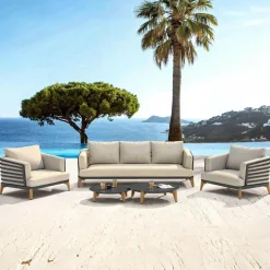 Salon de jardin aluminium 5 places 5 pcs Monte Carlo Gris anthracite et taupe