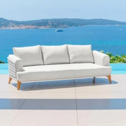 Salon de jardin aluminium 5 places 4 pcs Monte Carlo Blanc et gris clair