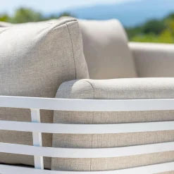 Salon de jardin aluminium 7 places 6 pcs Monte Carlo Blanc et taupe