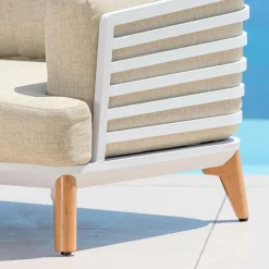 Salon de jardin aluminium 9 places 12 pcs Monte Carlo Blanc et beige