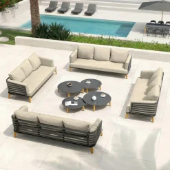 Salon de jardin aluminium 12 places 8 pcs Monte Carlo Gris anthracite et taupe