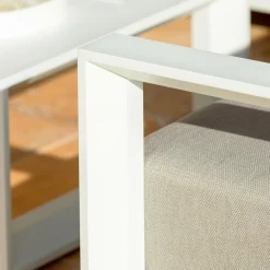 Salon de jardin d'angle aluminium 5 places Elba Blanc et taupe
