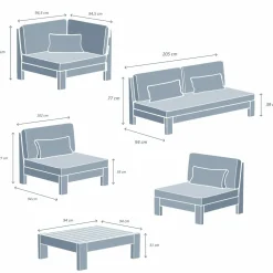 Salon de jardin d'angle en bois d'acacia 6 places 5 pcs Borneo Gris anthracite