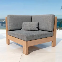 Salon de jardin d'angle en bois d'acacia 6 places 5 pcs Borneo Gris anthracite