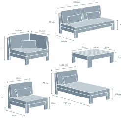 Salon de jardin d'angle en bois d'acacia 5 places 5 pcs Borneo Gris anthracite