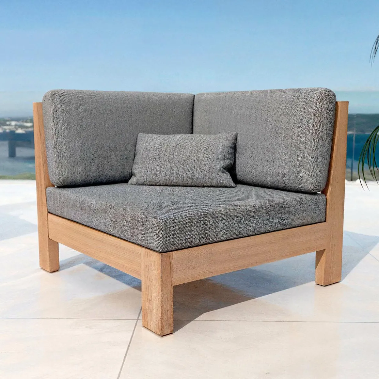 Salon de jardin d'angle en bois d'acacia 7 places 6 pcs Borneo Gris anthracite