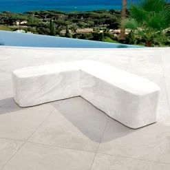 Salon de jardin d'angle en bois teck 6 places Java Ecru