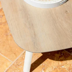 Salon de jardin en aluminium 5 places 4 pcs Amalfi Blanc et beige