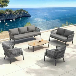Salon de jardin en aluminium 7 places 5 pcs Amalfi Gris anthracite