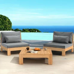 Salon de jardin en bois d'acacia 2 places 3 pcs Borneo Gris anthracite