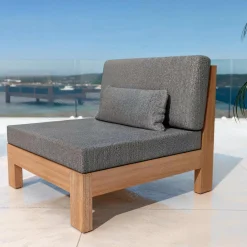 Salon de jardin en bois d'acacia 2 places 3 pcs Borneo Gris anthracite