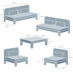 Salon de jardin en bois d'acacia 8 places 5 pcs Borneo Sable