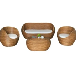 Salon de jardin en rotin 5 places Trinidad Naturel beige