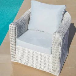 Salon de jardin en résine tressée 5 places 4 pcs Calvi Blanc et gris clair