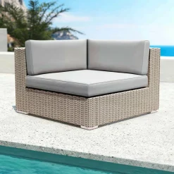 Salon de jardin en résine tressée 9 places 9 pcs Palma Gris