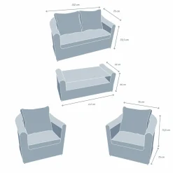 Salon de jardin en résine tressée 4 places 4 pcs Calvi Sepia et taupe