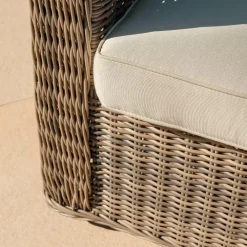 Salon de jardin en résine tressée 4 places 4 pcs Calvi Sepia et taupe