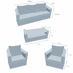 Salon de jardin en résine tressée 5 places 4 pcs Calvi Sepia et beige