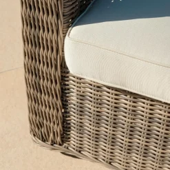 Salon de jardin en résine tressée 5 places 4 pcs Calvi Sepia et beige