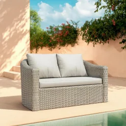 Salon de jardin en résine tressée 4 places 4 pcs Calvi Gris et gris clair