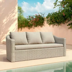 Salon de jardin en résine tressée 7 places 5 pcs Calvi Gris et taupe