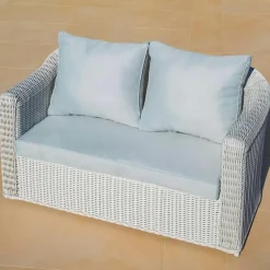 Salon de jardin en résine tressée 4 places 4 pcs Calvi Blanc et gris clair