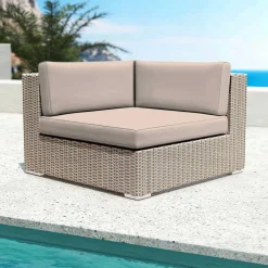 Salon de jardin en résine tressée 9 places 9 pcs Palma Gris et taupe