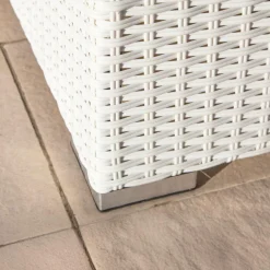 Salon de jardin en résine tressée 4 places 4 pcs Palma Blanc et beige